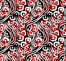Leopard and zebra pattern design, illustration background. Red and black color.