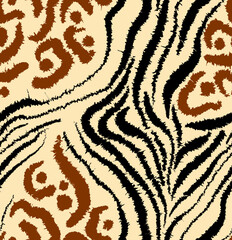 Leopard and zebra pattern design, illustration background. Beige background.