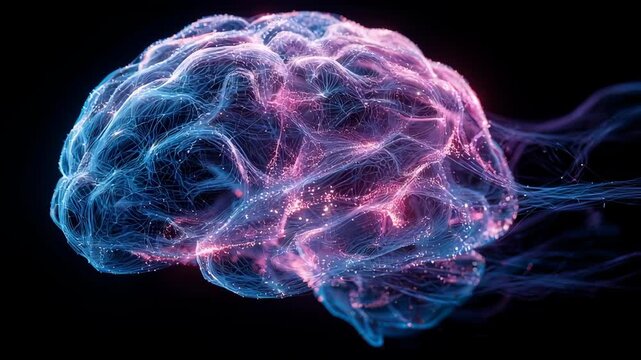 Artificial Intelligence Concept with Glowing Digital Brain and Neural Network Data Flow