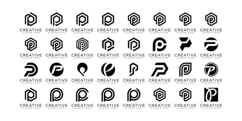 collection of initial letter P logo design template.