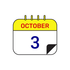3 october calendar icon vector illustration design