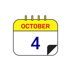 4 october calendar icon vector illustration design