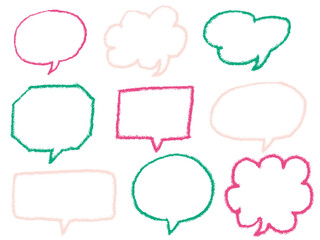 手書きあしらいセット　吹き出し　クレヨン