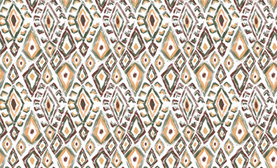 Seamless ikat pattern. Abstract pattern. Textile print pattern. White background.