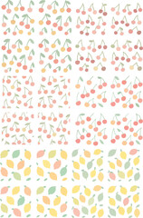 Obraz premium Cute Pastel Cherries and Lemons Seamless Pattern.
