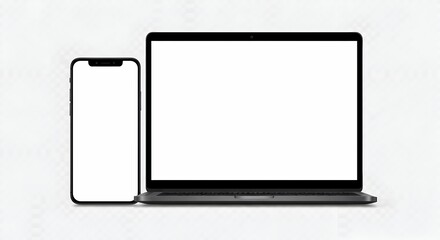 Sleek Laptop and Modern Smartphone Mockup with Blank Screens on Light Background
