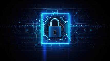 Futuristic AI Cybersecurity Concept with Hologram Shield and Digital Protection