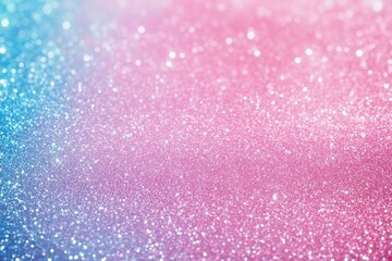 Fototapeta premium Close-up of shimmering glitter particles creating a gradient from blue to pink with sparkling and sparkling effect that evokes a magical and dreamy atmosphere