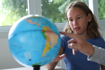 girl with globe