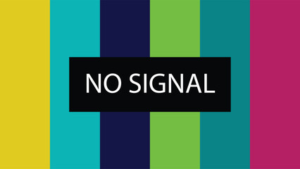 No signal technical error of television screen with colorful vertical bars