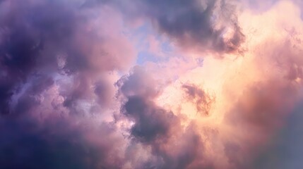 Obraz premium Abstract Cloudscape Sunrise Sky with Orange and Purple Gradient, Soft Lighting and Natural Environment for Digital Art and Creative Backgrounds