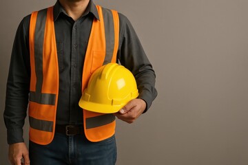 Fototapeta premium Construction Worker with Safety Helmet and Professional Building Industry Standards
