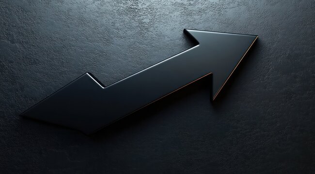 black upward zigzag arrow symbol on dark textured surface representing growth and progress - Powered by Adobe
