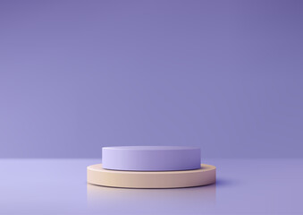 podium mockup product display minimal 3d scene with lavender and beige cylindrical stand on soft background for elegant showcase template modern branding design