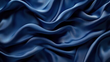 Obraz premium Smooth flowing blue satin fabric with soft folds and gentle curves creating a luxurious and elegant texture