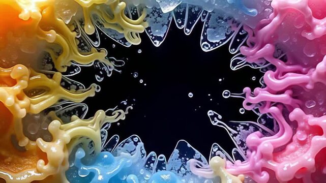 enclose the frost clear perimeter shot fracture with chill glimmers, ampere philharmonic of twisting pastel act out, feature wisp of gold yellowness and luminous ping that shower fluidly
