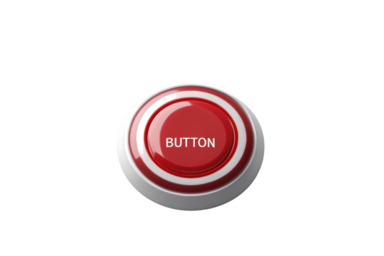 Red and white button isolated on transparent background