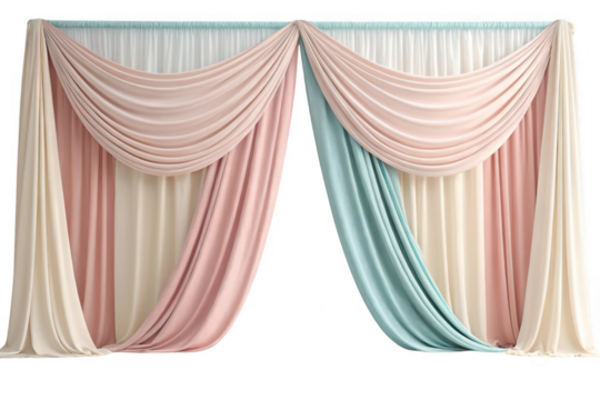 blue curtains isolated on white background