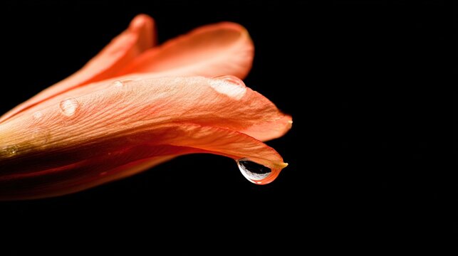 Artistic Abstract Composition of Orange Petal with Water Droplet and Soft Blur for Natural Design