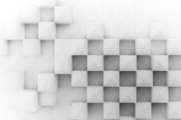 Fototapeta premium Abstract geometric arrangement of white three-dimensional cubes with pyramid tops creating a pattern of shadows and depth on a light background
