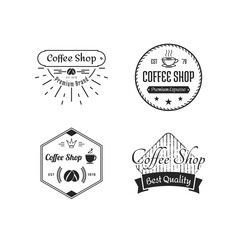 Fototapeta premium Collection of black vector designs coffee shop logos on a white background. Vintage logo for coffee shop