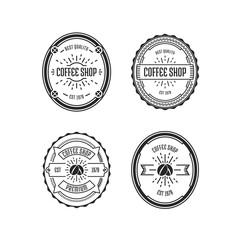Fototapeta premium Collection of black vector designs coffee shop logos on a white background. Vintage logo for coffee shop
