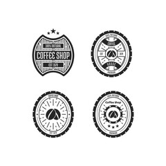 Collection of black vector designs coffee shop logos on a white background. Vintage logo for coffee shop