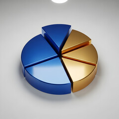 Striking Blue and Gold Pie Chart: Visualize Market Share and Data-Driven Business Decisions