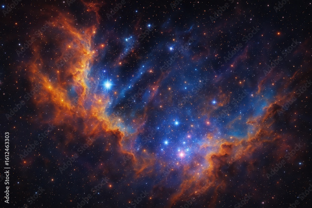 Wall mural cosmic nebula explosion with brilliant stars and celestial phenomena in deep space environment