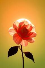 Fototapeta premium Stunning flower silhouetted by the sun, vibrant petals glowing with natural beauty and warmth