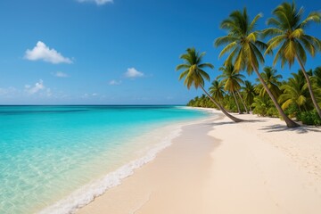 Obraz premium Tropical paradise destination with crystal clear turquoise waters and pristine white sand beaches
