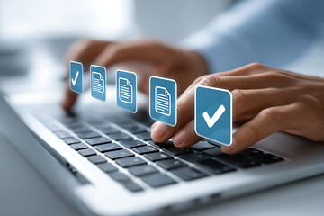 Engagement With Digital Verification Process Using a Laptop in a Modern Office Environment