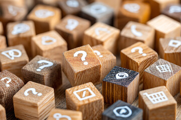 Wooden Blocks With Symbols Scattered on a Surface, Ideal for Learning and Playful Exploration