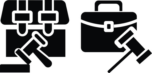 Briefcase icon in flat version on black and white background.Simple Briefcase solid Icon for labor. element.toolbox icon.Work glyph solid icon. Solid icon that can be applied anywhere