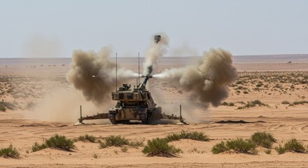 Artillery firing in desert (1)