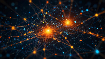 Abstract network of glowing connections and lights
