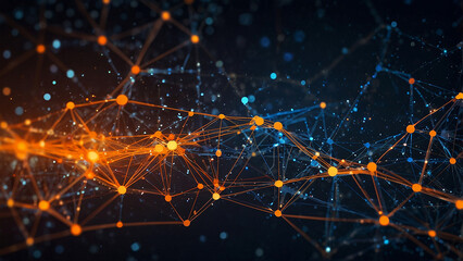 Abstract network connections with glowing nodes and data
