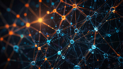 Abstract network of glowing nodes and connections