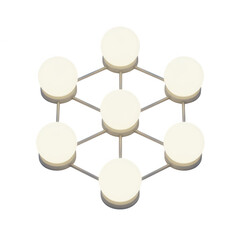 Fototapeta premium Abstract geometric network structure with seven illuminated spheres isolated on transparent background