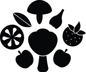 A set of food item vector art illustration
