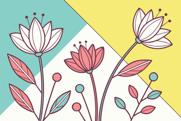 Pink and white flowers on a pastel background floral