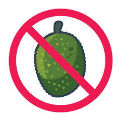 No jackfruit sign, forbidden jackfruit sign, no eat nangka symbol, flat vector illustration  © logomimi