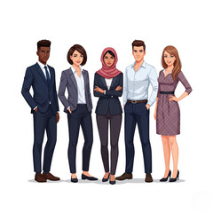 Fototapeta premium diverse young men and women of various ethnicities, ages, and suit types in office outfits