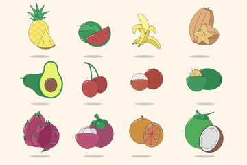 Cute fruits Appliance icon for education printable  &ndash; Vector Set