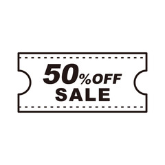 50パーセントオフセールのバナー（白黒）