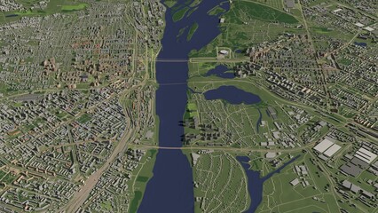 3D illustration of city and urban in Novosibirsk Russia