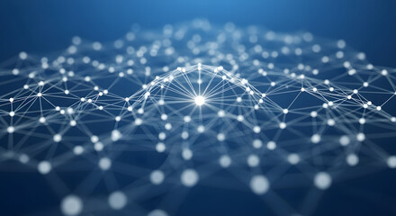 Exploring digital connectivity network visualization data science abstract blue background elevated perspective