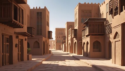 Sunlit alleyway in ancient desert city