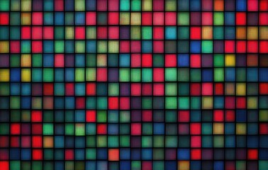 Fototapeta premium Close up view of a grid of small colorful squares with red, green, blue, and yellow shades creating a vibrant and abstract pattern