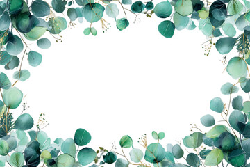 Eucalyptus Leaf Oval Frame with Transparent Background, PNG